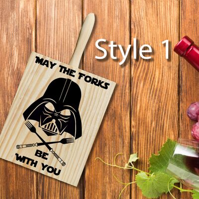 Tagliere da cucina in legno personalizzato, disegni di Star Wars, Darth Vader, Yoda, Chewbacca tagliere di formaggio personalizzato, festa del papà, compleanno