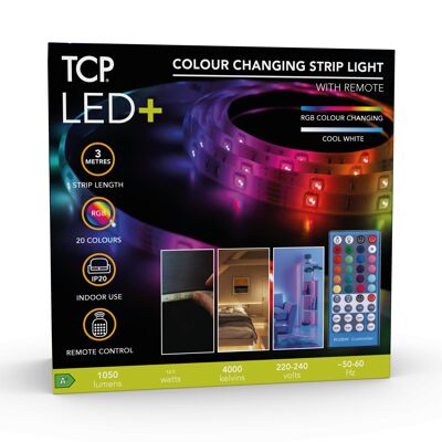 TCP LED+ Cinta de luz LED RGB que cambia de color de 3 m