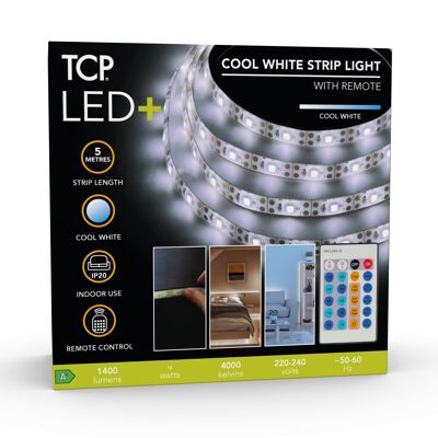 TCP LED+ Luz de cinta remota Blanco frío 5M