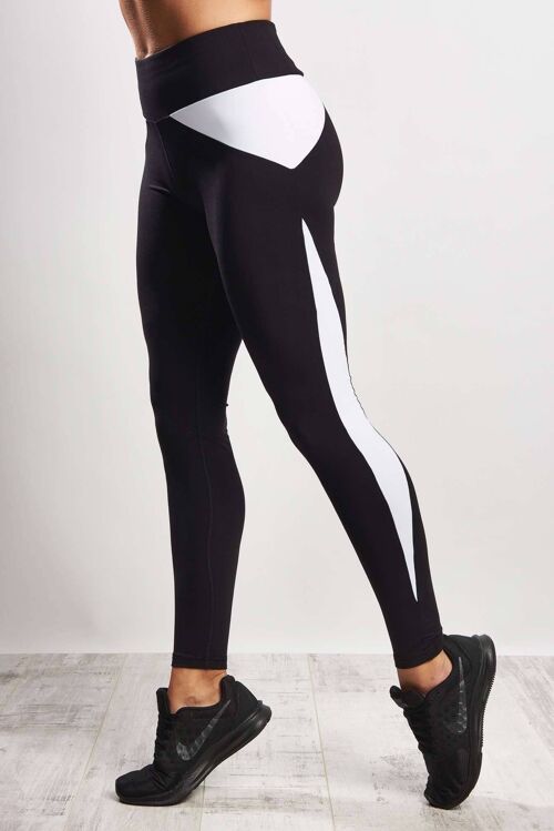 Colour Block Ying Yang Legging (Medium Compression) - Black White