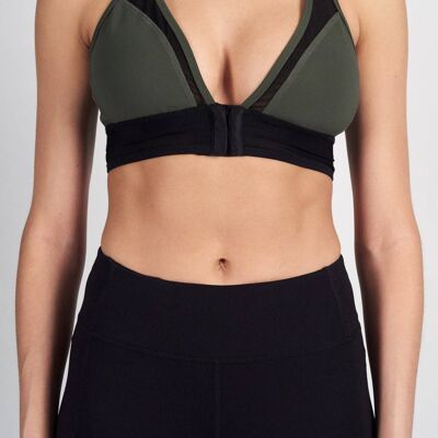 Plunge Racer Back Bra - Military Green