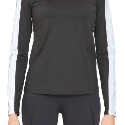 Reflective Body Con Long Sleeve Tee - Black w Reflective