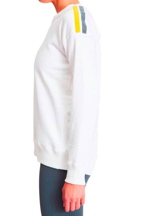 Tri Colour Shoulder Sweatshirt - White Grey Yellow