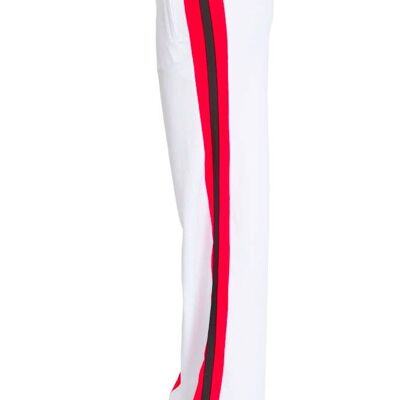 Pantalón de pierna ancha - Blanco con rayas rojas y negras