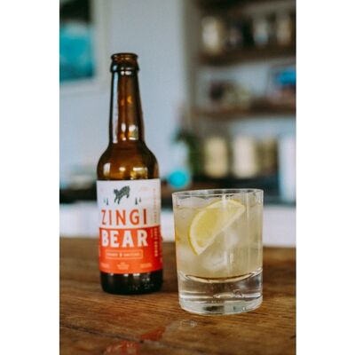 Switchel de jengibre orgánico Zingi Bear | Refresco para adultos sin alcohol | Cerveza de Jengibre - Estuche 24 x