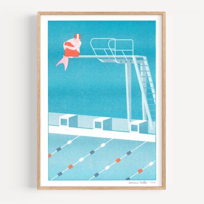 Die kleine Meerjungfrau | A4-Risographie-Poster | Signierte Illustration in limitierter Auflage