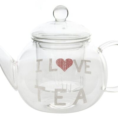 BOROSILICATE TEAPOT 14X8X15 250 ML, I LOVE TEA PC186171