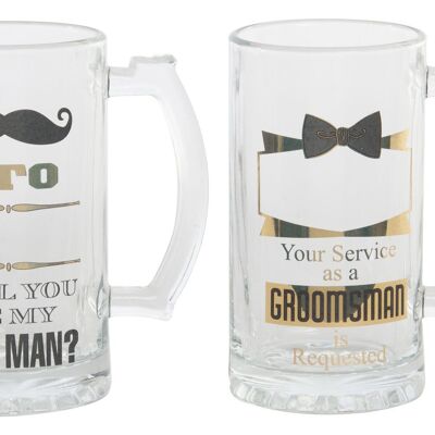 POT EN VERRE 13X8X15 500ML, GENTLEMAN 2 ASSORTIMENTS. PC186177