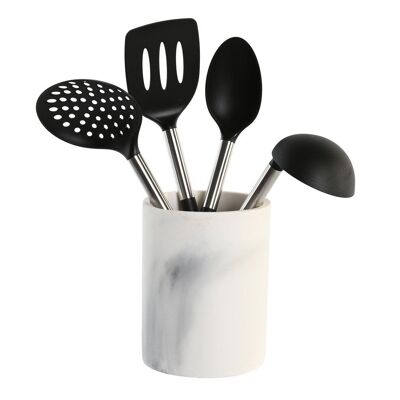 SET 5 BARATTOLI UTENSILI INOX RESINA 13,4X13,4X32 PC186221