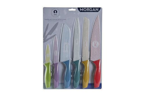 CUCHILLO SET 6 INOX PP 3X1,5X20 MULTICOLOR PC186753