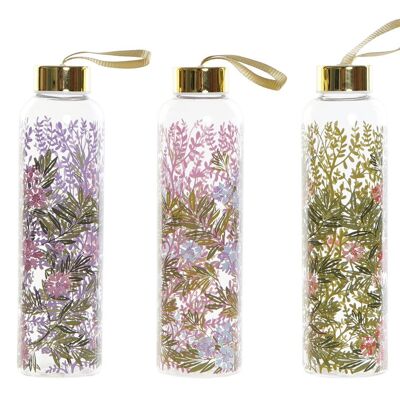 BOTTIGLIA IN BOROSILICATO 6.5X6.5X23 550ML, FIORI 3 SU PC186829