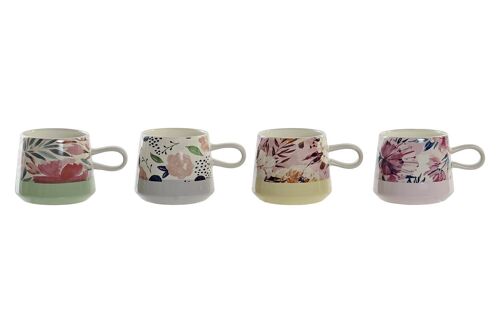 MUG GRES 13X9,5X8 360ML, FLORES 4 SURT. PC188237