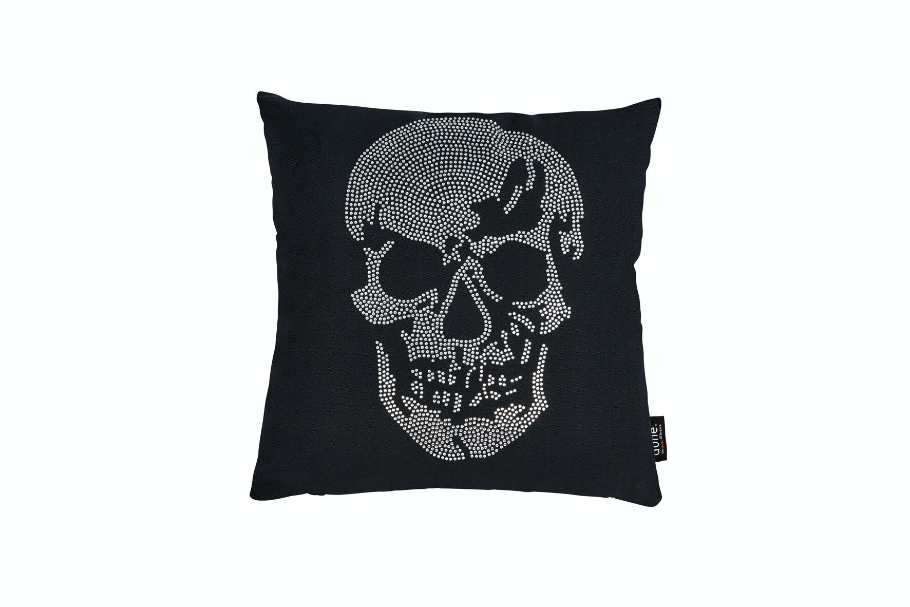 Kissen STONE mit Stasssteinchen Silber SKULL 45x45cm