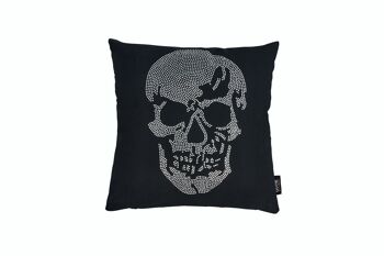 Coussin STONE avec strass argent SKULL 45x45cm 1