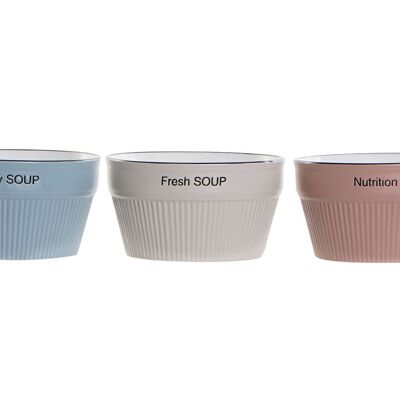 STONEWARE BOWL 14X14X7,5 ENGRAVED 3 ASSORTMENTS. PC189369