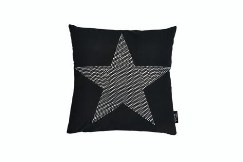 Kissen STONE mit Stasssteinchen Silber STAR 45x45cm