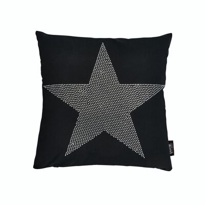 Kissen STONE mit Stasssteinchen Silber STAR 45x45cm