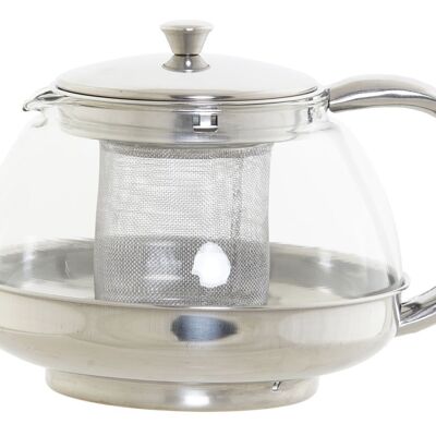 STAINLESS STEEL GLASS TEAPOT 18X14X12 1050ML INFUSER PC189484