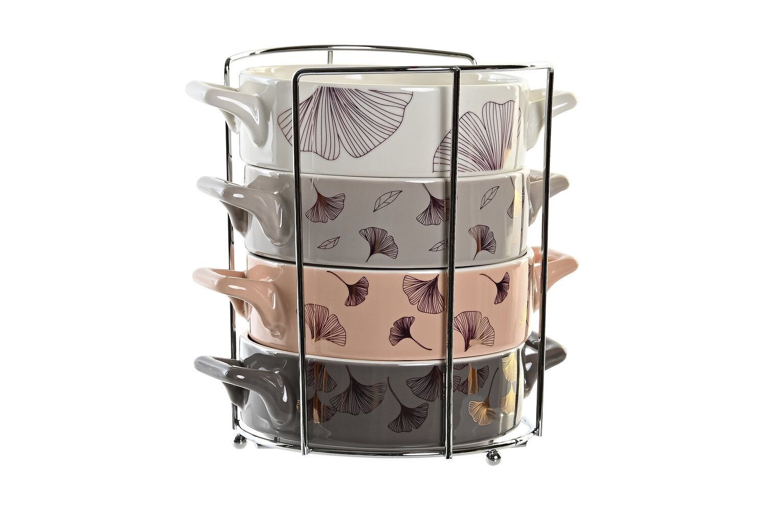 CIOTOLA SET 4 NEW BONE METALLO 16,8X12,5X4,3 GRIGIO ORO PC189547