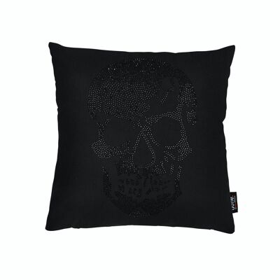 Cushion STONE with rhinestones black SKULL 45x45cm