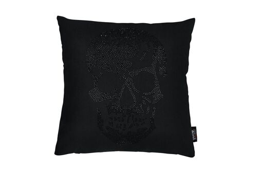 Kissen STONE mit Strasssteinchen Schwarz SKULL 65x65cm