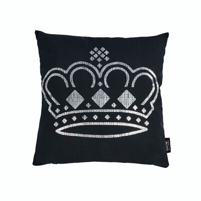 Coussin STONE avec impression brillante CROWN argent 45x45cm