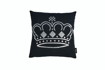 Coussin STONE avec impression brillante CROWN argent 45x45cm