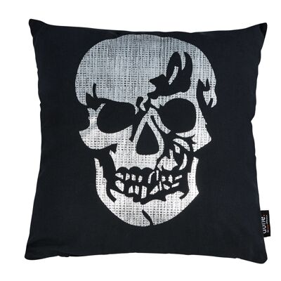 Cushion STONE with glossy print silver SKULL 65x65cm