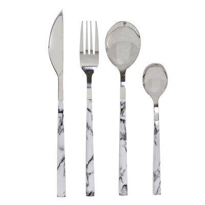 CUTLERY SET 16 STAINLESS STEEL 2X1,2X22,5 2MM SIMIL MARBLE PC191623