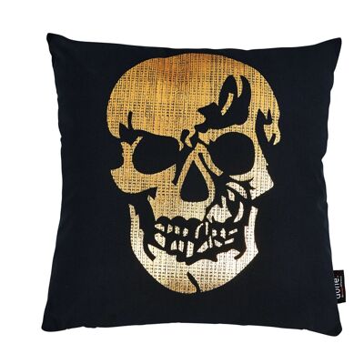 Cushion STONE with glossy print Gold SKULL 65x65cm