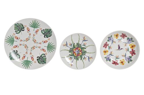 VAJILLA SET 18 PORCELANA 27X27X2,5 TROPIC GARDEN PC192988