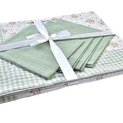 NAPPE SET 5 COTON 150X150X0,5 VICHY VERT DOUX PC193039