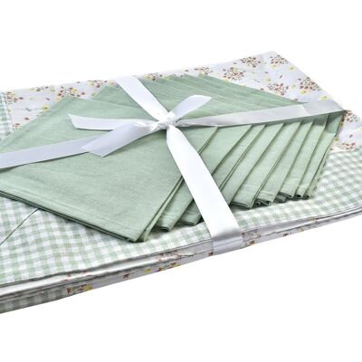Mantel set 9 algodon 150x250x0,5 vichy verde PC193040