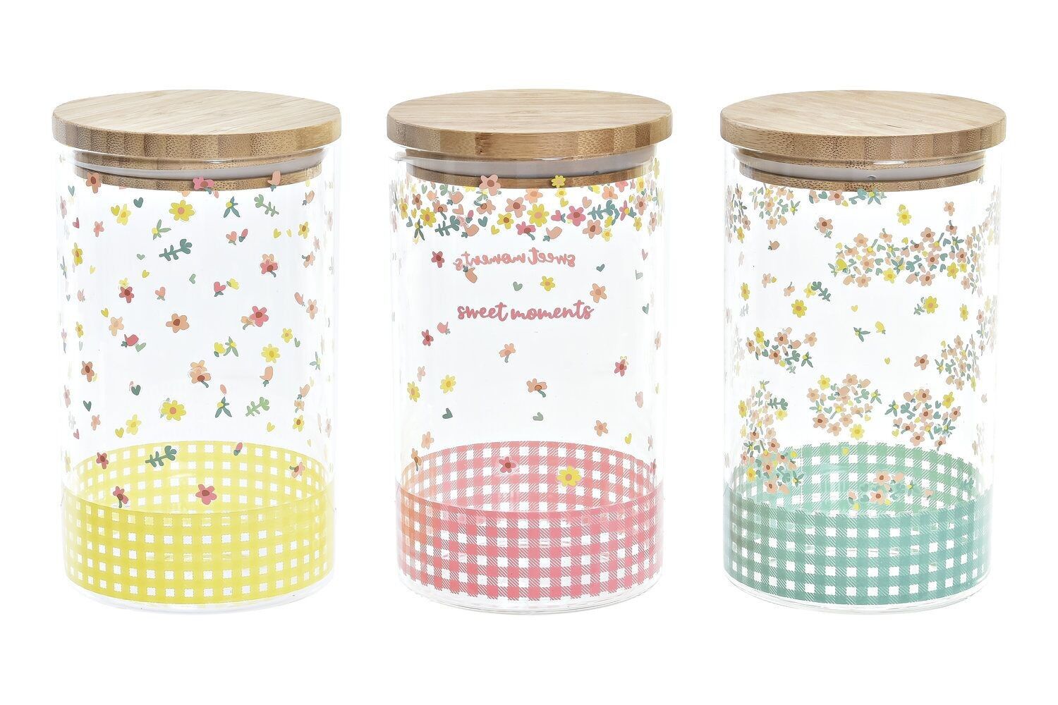 BAMBOO BOROSILICATO VASO 10X10X17 1L, VICHY 3 ASSORTIMENTI. PC193054