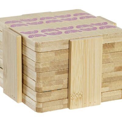 POSAVASOS SET 6 BAMBU 10X10X1 AFRICA TURQUESA PC193092