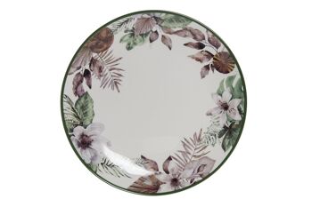 ASSIETTE PORCELAINE TROPICALE GLACEE VERT 19X19X2 PC193630 1