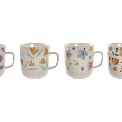 MUG PORCELANA 12X8,5X10 380ML FLORES 4 SURT. PC193945