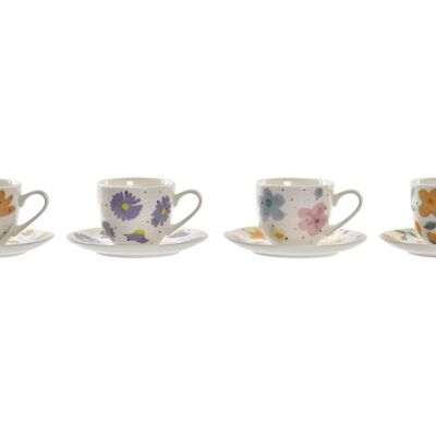 SET MUG PORCELAINE ASSIETTE 8,5X6X5 90ML FLEURS 4 SUD PC193948