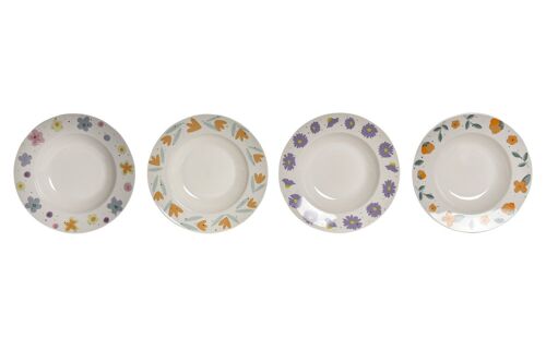 PLATO PORCELANA 21,5X21,5X3,5 FLORES 4 SURT. PC193950