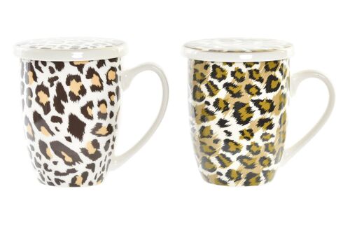 MUG INFUSIONES PORCELANA 12X9X11 380ML LEOPARDO 2 PC193954