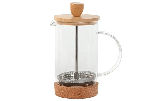 CAFETERA BOROSILICATO BAMBU 16X9X18,5 600ML PC194164