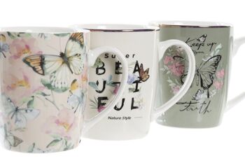 MUG PORCELAINE 12X12X10,3 370ML PAPILLON 3 ASSORTIMENTS. PC194181 2