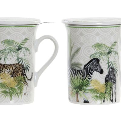 MUG INFUSIONES PORCELANA 11X8,5X11 280ML, TROPICAL PC194428