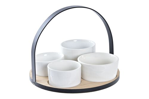 Tabla aperitivo set 5 gres bambu 20x20x14 negro PC194664