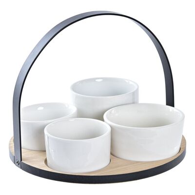 SET TAVOLA ANTIPASTO 5 STONEWARE BAMBOO 20X20X14 NERO PC194664