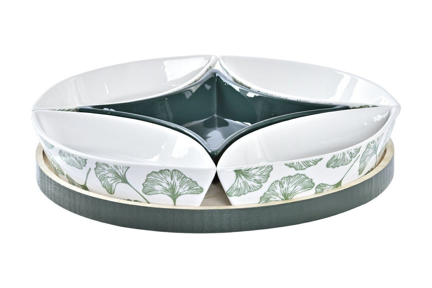 VORSPEISETISCH-SET 6 STEINZEUG MDF 22X22X1 GRÜNE BLÄTTER PC194668