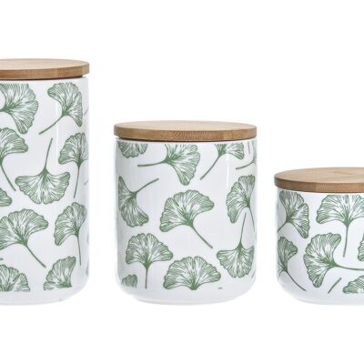 JAR SET 3 STONEWARE BAMBOO 10X10X17 SHEETS 12,5/9 GREEN PC194671