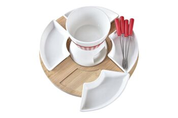 FONDUE SET 10 GRES BAMBOU 26,5X26,5X1,5 ROUGE PC194673 2