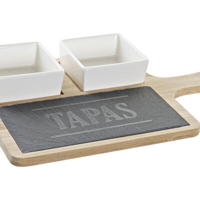 Tabla aperitivo set 3 pizarra bambu 31x20x5 negro PC194684