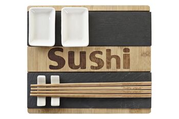 SUSHI SET 7 BAMBOU ARDOISE 25X22X3 NATUREL PC194690 4